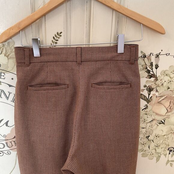 Aritzia Little Moon Women’s Rust Plaid Pants High Rise Pockets, Size 2 - Picture 6 of 10